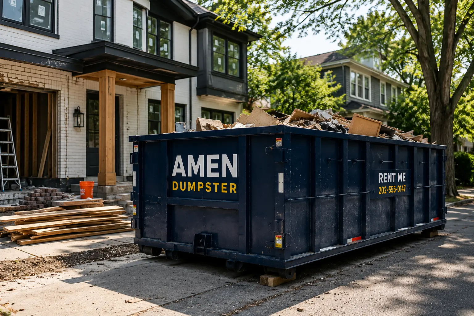 Dumpster rental at construction site